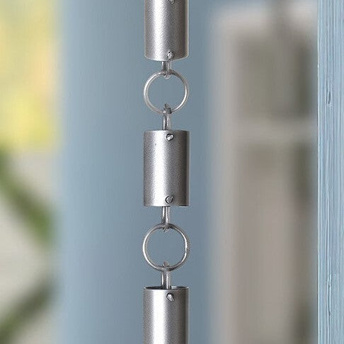Aluminum Cylinder Rain Chain Replacement Downspout for Gutters, Pewter